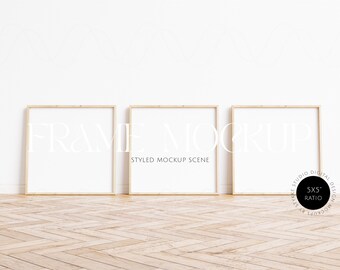 Scandinavian frame mockup, 3 frame mockups, square frame mockup, design gallery frame mockup, wooden frame mockup