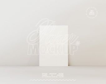 Poster Mockup DIN A ISO digital Papier vertikal Karte Papier Mockup Druck plakat kunstwerk Photoshop Mockup anpassbar Licht