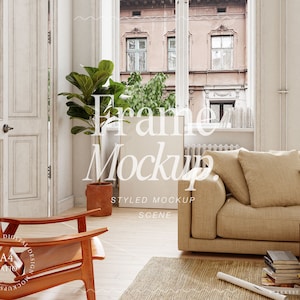 livingroom frame mockup, interior frame mockup, poster mockup, mockup for DIN A art print, digital frame for poster, realistic frame mockup