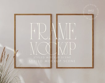 framemodel, verticaal mockupframe, framemodel duo, houten framemodel, twee framemodellen, schaduwoverlay, houten framemodel