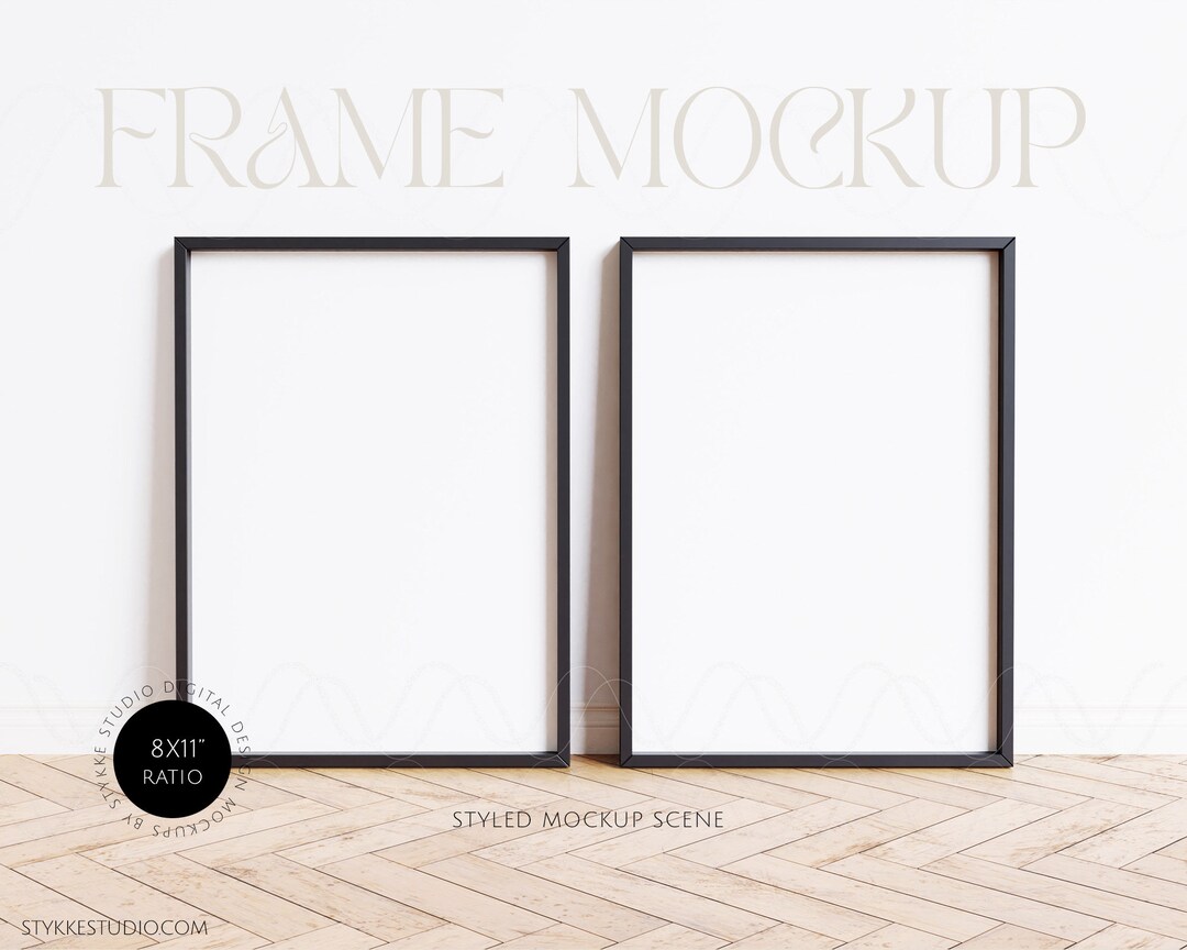 8x11 Two Black Frame Mockups 8x11 Frame Mockup Set of Two Etsy