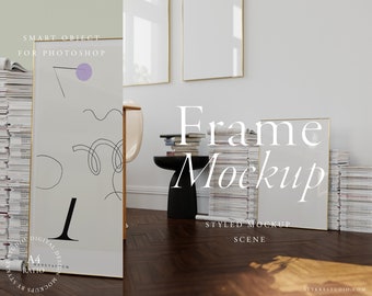 frame mockup DIN A, interior frame mockup, three frames mockup, vertical frame mockup, mockup for printable poster, digital frame mockup