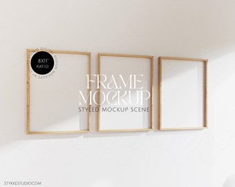Scandinavian frame mockup, 3 frame mockups, 8x11 ratio, minimalistic interior mockup, design gallery frame mockup, frame template, smart