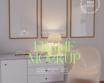 frames mockup trio, three frames in a row mockup, wooden frames mockup, digital frame, frame mockup with reflection, 3 frame mock up