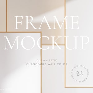 Three gold frames mockup DIN A4, set of three, gold thin frames mockup, digital frame, set of vertical frames, 3 frame mockup, thin frame