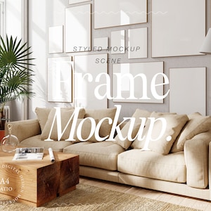 frame mockup DIN A, gallery wall frame mockup, gallery frame mockup, mockup for printable poster, digital frame mockup, wall color mockup