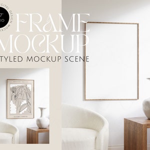 digital frame mockup, minimalistic interior mockup, wooden frame mockup, art print mockup, poster mockup, Photoshop mockup