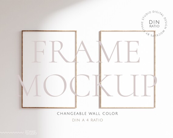 vertical frame mockup duo DIN A 4, wallpaper mockup, wooden frame mockup, portrait frame mockup, digital frame mockup, poster mockup
