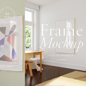 frame mockup DIN A, tall frame mockup, golden frame mockup, vertical frame mockup, mockup for huge art, digital frame mockup