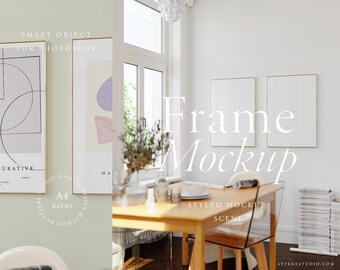 frame mockup DIN A, interior frame mockup, two frame mockup, vertical frame mockup, mockup for printable poster, digital frame mockup