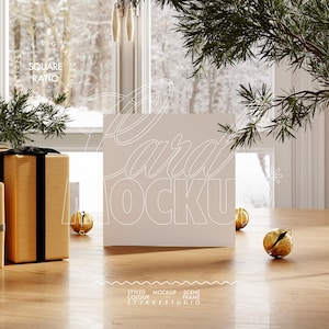 Feestelijk kaartmodel Vierkant, print postermodel kerst modern, mockup voor de winter cadeaukaart printshop mockup modern kerstmis illustratie