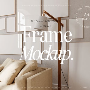 frame mockup DIN A, gallery wall frame mockup, gallery frame mockup, mockup for printable poster, digital frame mockup, wall color mockup