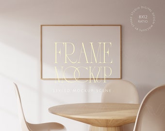 landscape frame mockup, minimalistic interior mockup, print frame mockup, modern skandinavian interior mockup, soft nude beige frame mockup