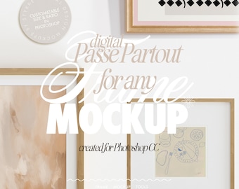 digital passe-Partout for frame mockup, customizable frame mat mockup overlay Photoshop setting frame mockup, artwork slip mount tool