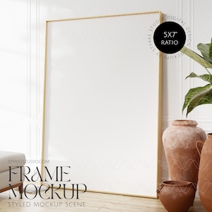 digital frame mockup, modern frame mockup, print frame mockup, minimalistic frame mockup, frame mockup in home interior, natural light