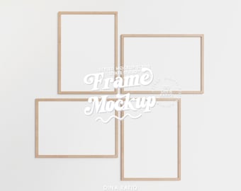 frame mockup simple gallery wall 4 frames DINA, vertical horizontal mix frame mockup, simple bold frame mockup for poster bundle collection