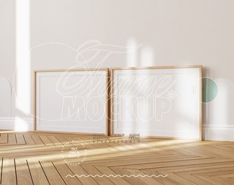 mat frame mockup DIN A, two mockup frames for art, horizontal digital frame with passe-partout for POD, nursery frame mockup kids room