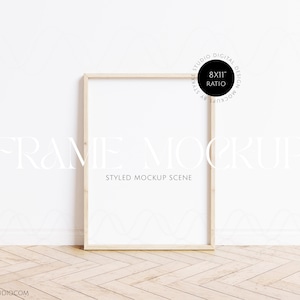 frame mockup wooden vertical simple, bright frame mockup for art, minimalist frame mockup for digital poster, 8:11 art print frame mockup