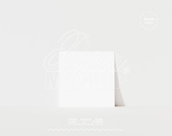 May include: A white square card mockup on a white background. The card is blank and ready for your design.