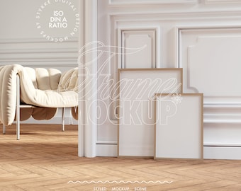 Two frames mockup, set of two vertical frame mockup, digital frame 2 minimalist frame mock up, interior frame duo mockup scandinavian