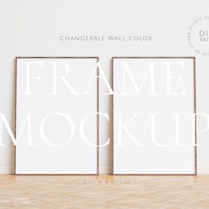 vertical frame mockup duo DIN A 4, wallpaper mockup, wooden frame mockup, portrait frame mockup, digital frame mockup, poster mockup