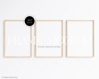 Scandinavian frame mockup, 3 frame mockups, 8x11 ratio, minimalistic interior mockup, design gallery frame mockup, frame template, smart