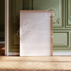 Rahmen Mockup vertikal dunkel waldgrün, Poster Mockup DIN A Ratio, Mockup Vintage Fotorahmen groß