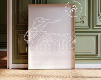 frame mockup vertical dark forest green, poster mockup DIN A ratio, mockup vintage clolor wall villa classic wall moody mockup tall print
