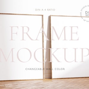 vertical frame mockup duo DIN A 4, wallpaper mockup, wooden frame mockup, portrait frame mockup, digital frame mockup, poster mockup