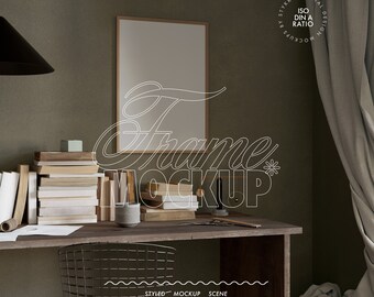 mockup frame, DIN A art print mockup, frame mockup for artwork poster digital frame mockup for prints, poster shop mockup dark autumn artist