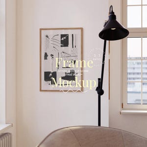 vertical Frame Mockup, 2:3 framed Poster Photoshop Template, Styled Minimalist Interior Scene, Wall Art Display, Printable Home Decor PSD