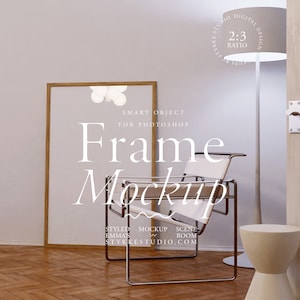 wooden frame mockup 2:3, minimalistic interior mockup, wooden frame mockup, art print mockup, poster mockup, Photoshop mockup