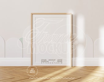mat frame mockup DIN, wallpaper mockup frame DIN A 4, vertical digital frame with passe-partout for POD, nursery frame mockup kids room
