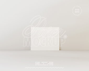 mockup di poster 4x5 carta digitale stampa orizzontale di biglietti da visita mockup di poster per dipinti arte mockup di Photoshop ombra personalizzabile rapporto USA