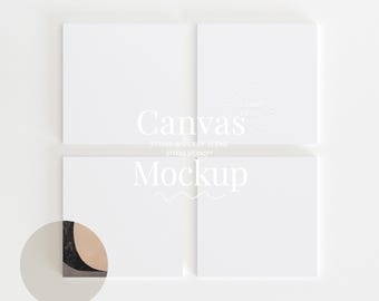 square canvas mockup, four rectangle artwork mockup simple minimalist mockup poster print, customizable background mock-up printable PSD JPG