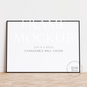 black thin frame mockup DIN, landscape mockup, frame mockup DIN A 4, horizontal frame mockup, digital frame for print, digital frame mockup
