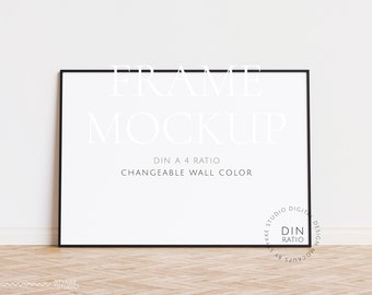 black thin frame mockup DIN, landscape mockup, frame mockup DIN A 4, horizontal frame mockup, digital frame for print, digital frame mockup