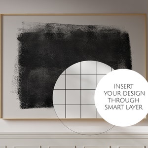 May include: A black and white abstract art print with a grid overlay. The text "INSERT YOUR DESIGN THROUGH SMART LAYER" is in a white circle.