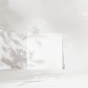 Maqueta de póster en papel digital, tarjeta cuadrada DIN A ISO, maqueta de póster para impresión, maqueta de obra de arte para pinturas, maqueta de Photoshop, sombra personalizable