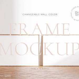 landscape frame mockup duo DIN A 4, wallpaper mockup, wood frame mockup, horizontal frame mockup, digital mockup, poster mockup, shadow