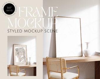 mockup di cornice digitale, mockup di interni minimalisti, mockup di cornice in legno, mockup di stampa artistica, mockup di poster, mockup di Photoshop