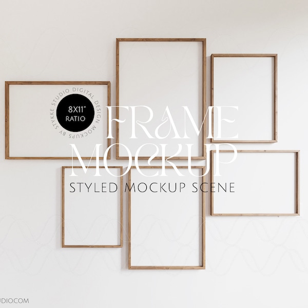 frame mockup bundel, set frame mockups, 8x11 verhouding, minimalistisch, 6 frames, framegalerij mockup, moderne frames, poster mockup, photoshop