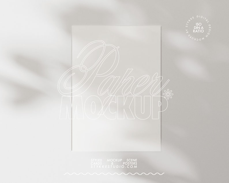 Poster Mockup DIN A ISO digitales Papier vertikal Kartendruck Poster Mockup für Gemälde Photoshop Mock-Up anpassbar Schatten Bild 1