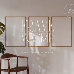 Scandinavian frame mockup, 3 frame mockups, minimalistic interior mockup, design poster frame mockup, frame template,