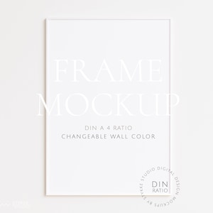 weißer dünner Rahmen Mockup DIN A 4, Tapetenmockup, Mockup, Mockup, vertikaler Bilderrahmen, digitaler Bilderrahmen für Print