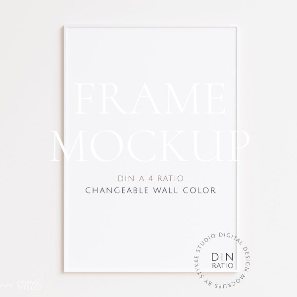 white thin frame mockup DIN, wallpaper mockup, frame mockup DIN A 4, vertical frame mockup, digital frame for print, digital frame mockup