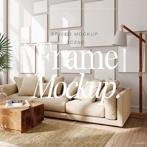 frame mockup DIN A, gallery wall frame mockup, gallery frame mockup, mockup for printable poster, digital frame mockup, wall color mockup