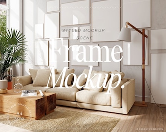 frame mockup DIN A, gallery wall frame mockup, gallery frame mockup, mockup for printable poster, digital frame mockup, wall color mockup