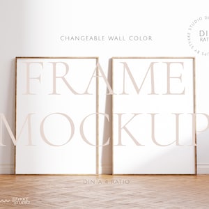 vertical frame mockup duo DIN A 4, wallpaper mockup, wooden frame mockup, portrait frame mockup, digital frame mockup, poster mockup