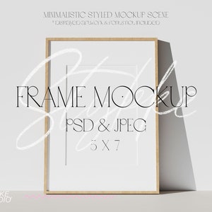 5x7 Mat frame mockup, easy to use frame mockup, frame mockup for prints, minimalistic mockup, rectangle frame, leaning frame mockup